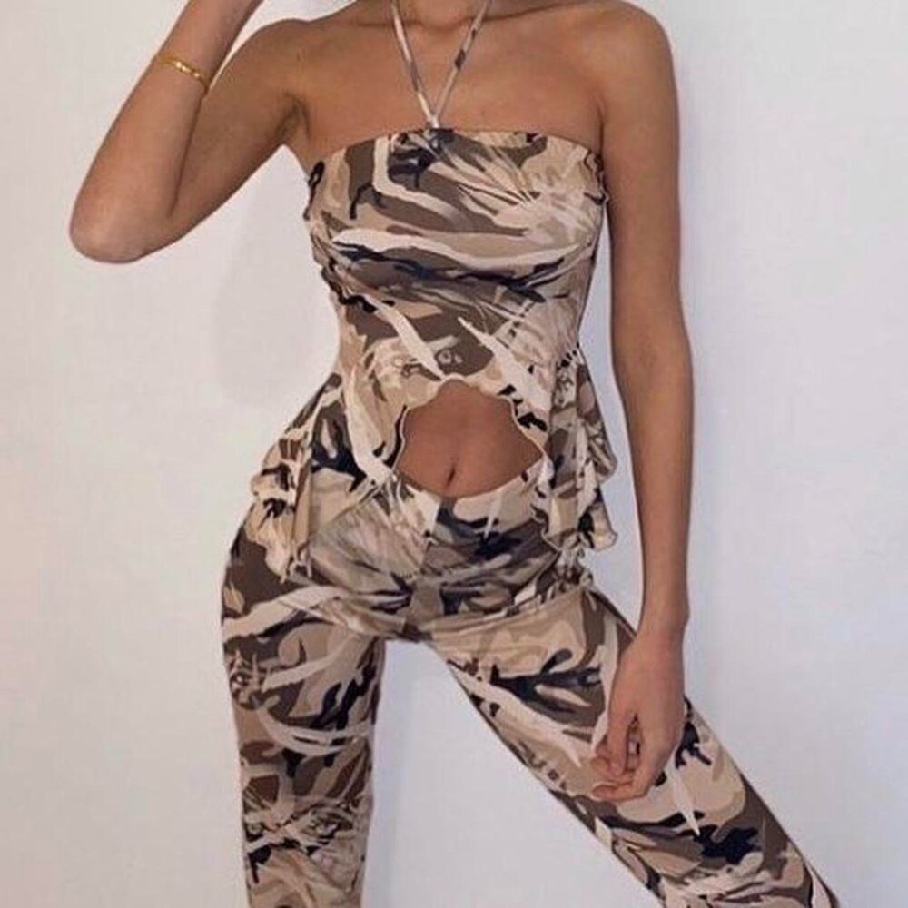 I AM GIA CAMO SET TUBE TOP AND LOW RISE BOTTOM XXS